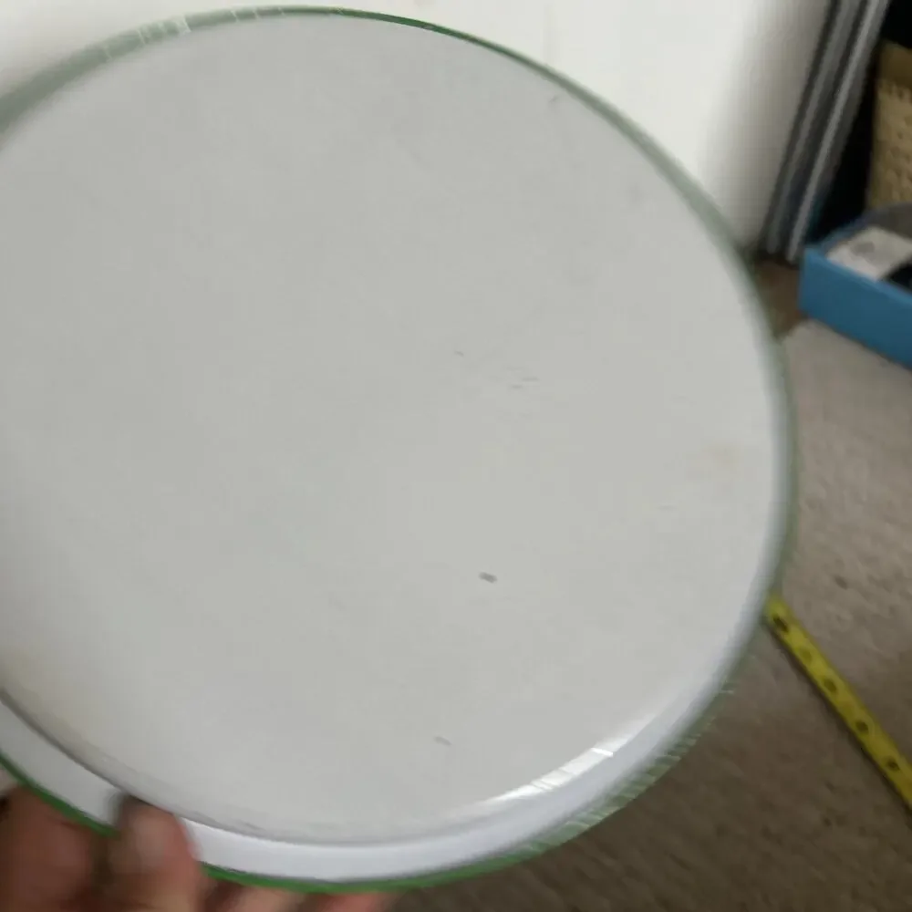 Vtg Round Xmas Metal Tin Litho Serving Tray 10.5” Christmas Tree